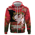 Personalised Dragons Rugby ANZAC Day Zip Hoodie Last Post Poppy We Will Remember Them