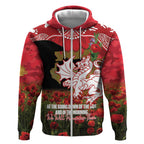 Personalised Dragons Rugby ANZAC Day Zip Hoodie Last Post Poppy We Will Remember Them