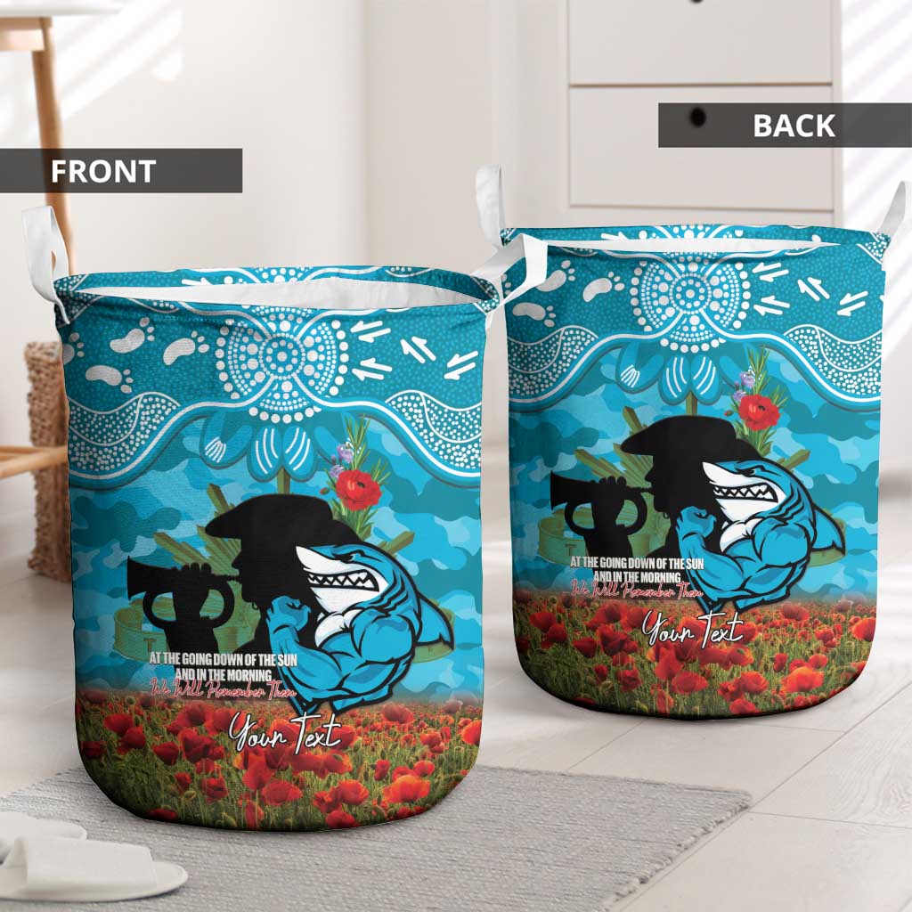 Personalised Sharks Rugby ANZAC Day Laundry Basket Last Post Poppy We Will Remember Them