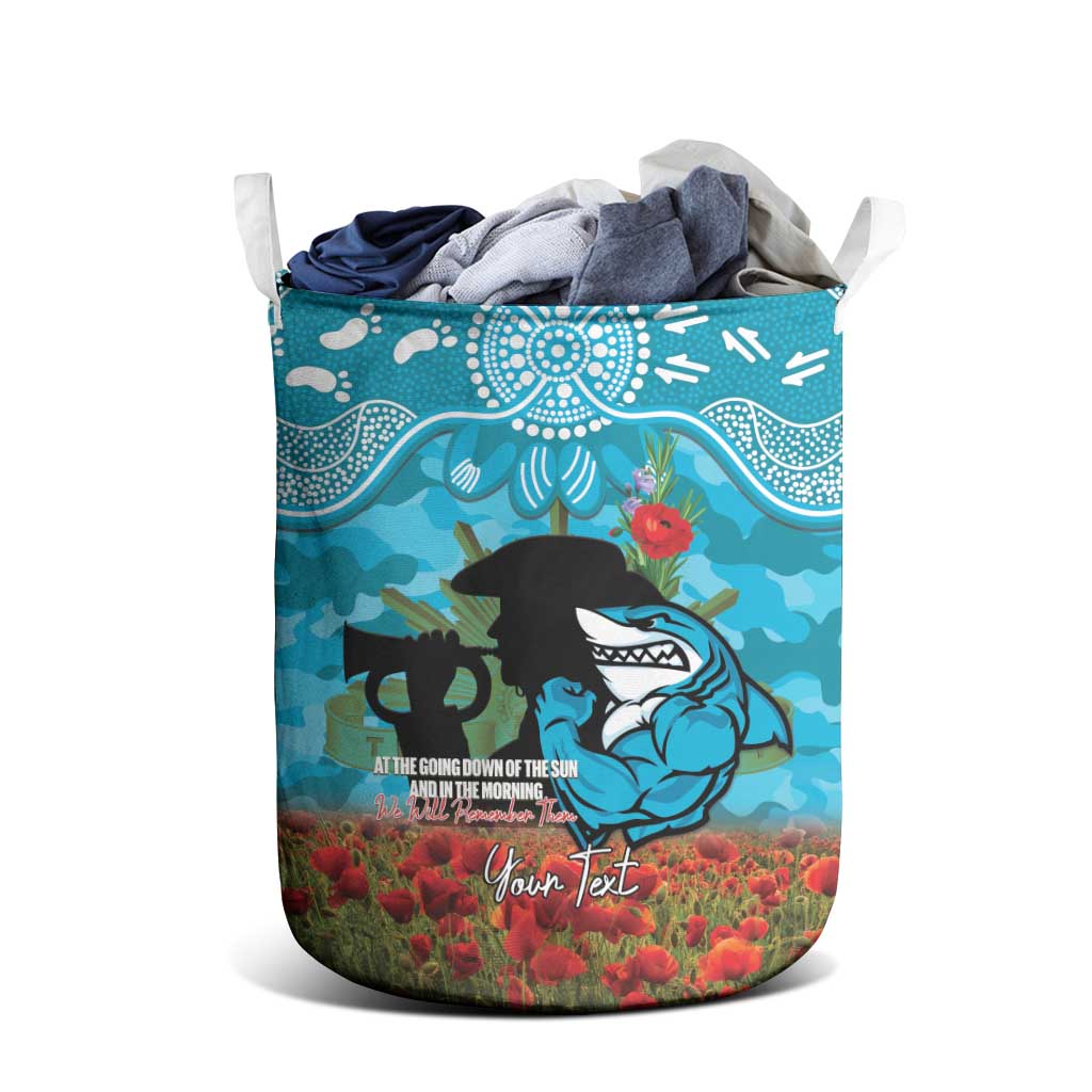 Personalised Sharks Rugby ANZAC Day Laundry Basket Last Post Poppy We Will Remember Them