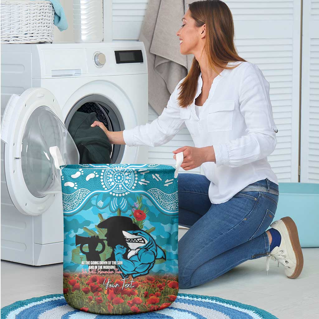 Personalised Sharks Rugby ANZAC Day Laundry Basket Last Post Poppy We Will Remember Them