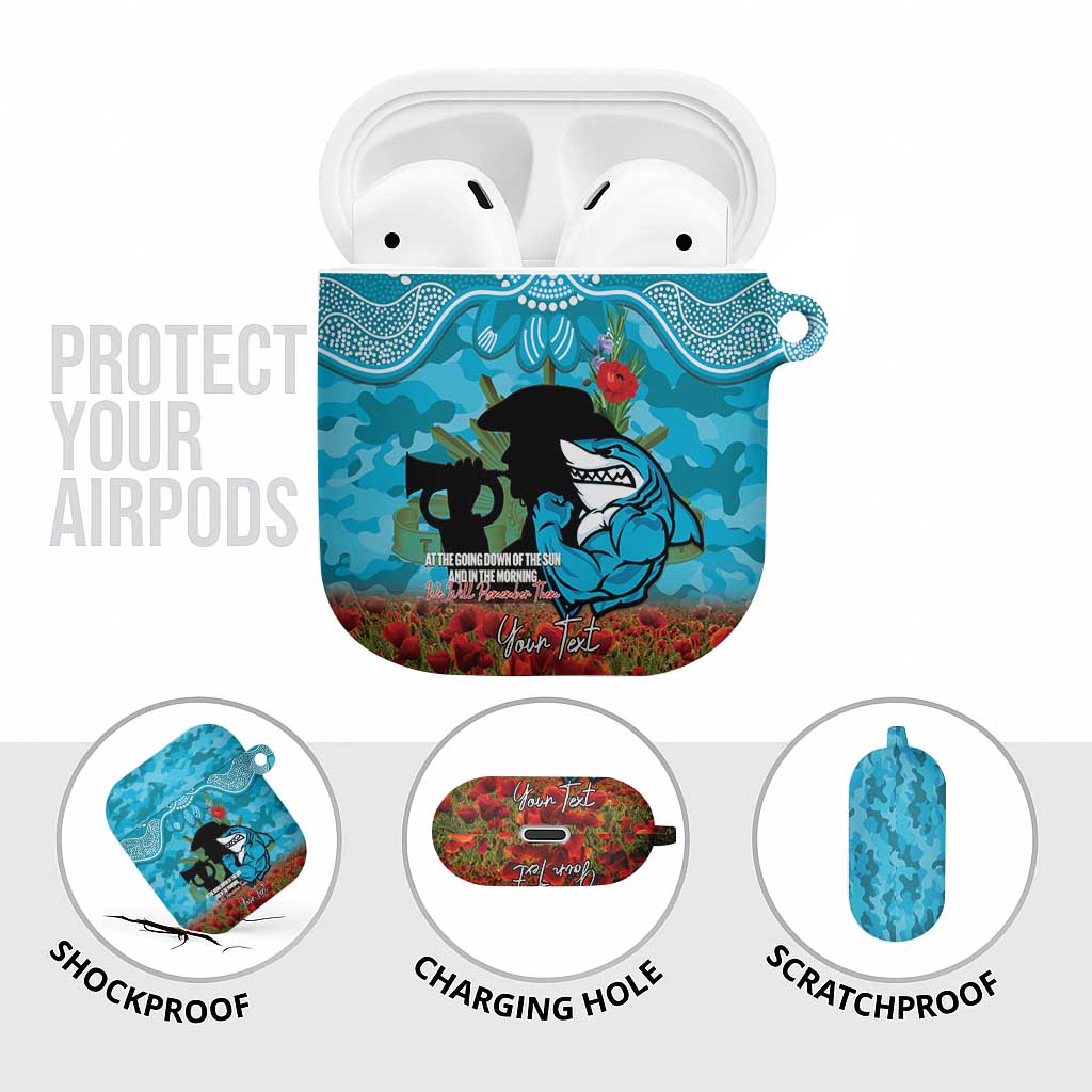 Personalised Sharks Rugby ANZAC Day AirPods Case Last Post Poppy We Will Remember Them