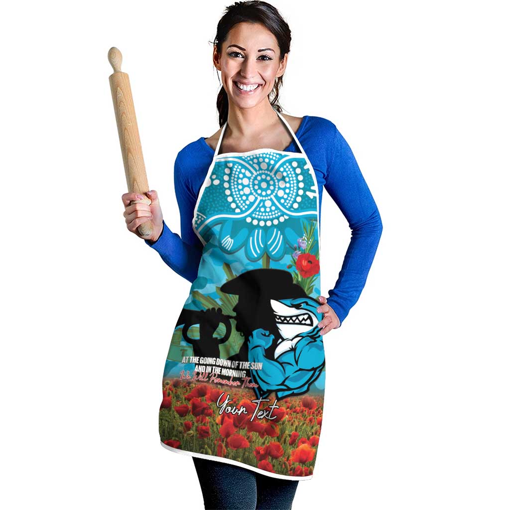Personalised Sharks Rugby ANZAC Day Apron Last Post Poppy We Will Remember Them