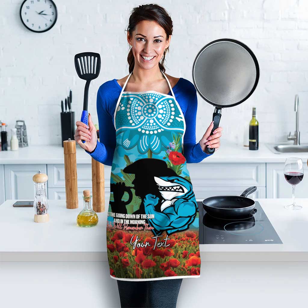 Personalised Sharks Rugby ANZAC Day Apron Last Post Poppy We Will Remember Them