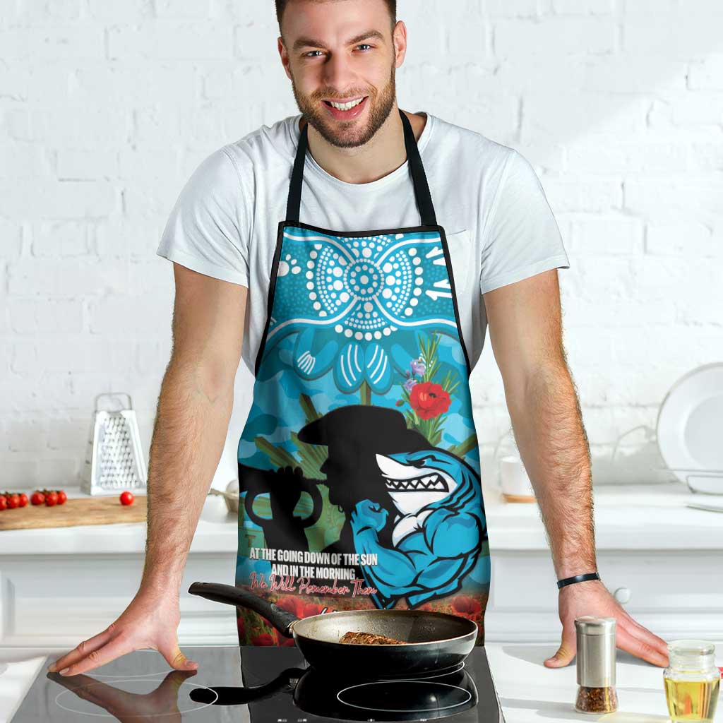 Personalised Sharks Rugby ANZAC Day Apron Last Post Poppy We Will Remember Them