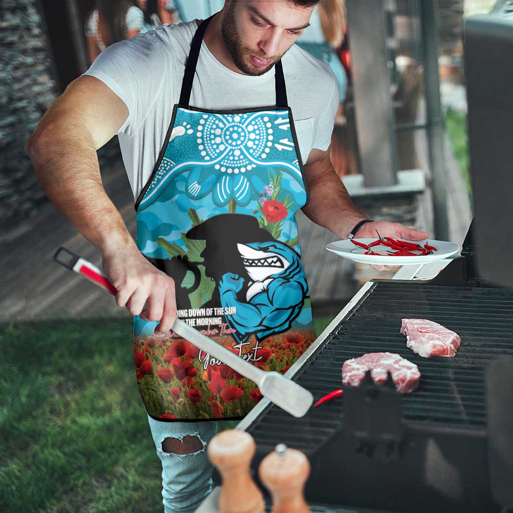 Personalised Sharks Rugby ANZAC Day Apron Last Post Poppy We Will Remember Them