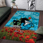 Personalised Sharks Rugby ANZAC Day Area Rug Last Post Poppy We Will Remember Them