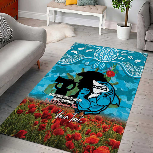 Personalised Sharks Rugby ANZAC Day Area Rug Last Post Poppy We Will Remember Them