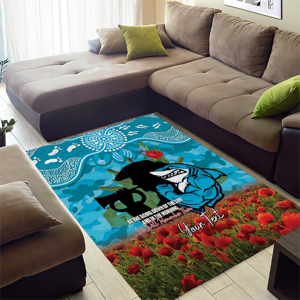 Personalised Sharks Rugby ANZAC Day Area Rug Last Post Poppy We Will Remember Them