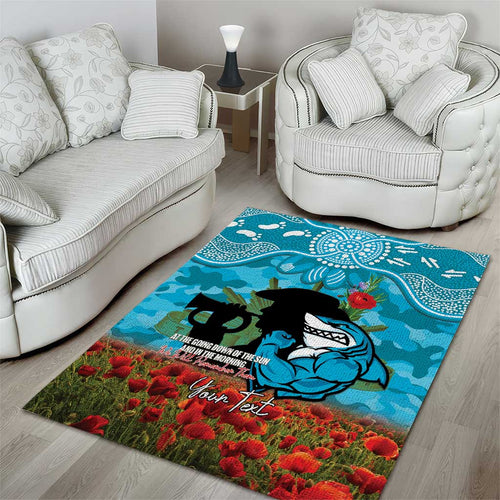 Personalised Sharks Rugby ANZAC Day Area Rug Last Post Poppy We Will Remember Them