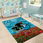 Personalised Sharks Rugby ANZAC Day Area Rug Last Post Poppy We Will Remember Them