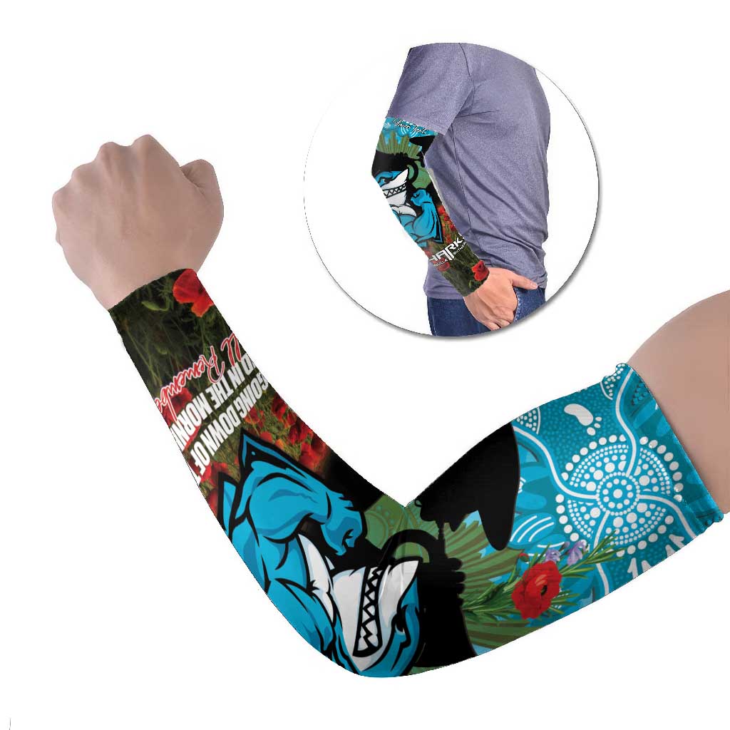 Personalised Sharks Rugby ANZAC Day Arm Sleeves Last Post Poppy We Will Remember Them