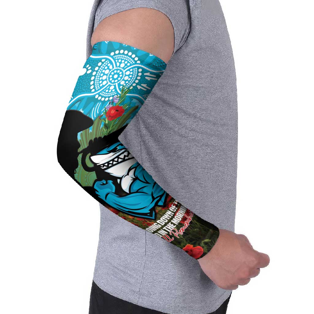 Personalised Sharks Rugby ANZAC Day Arm Sleeves Last Post Poppy We Will Remember Them