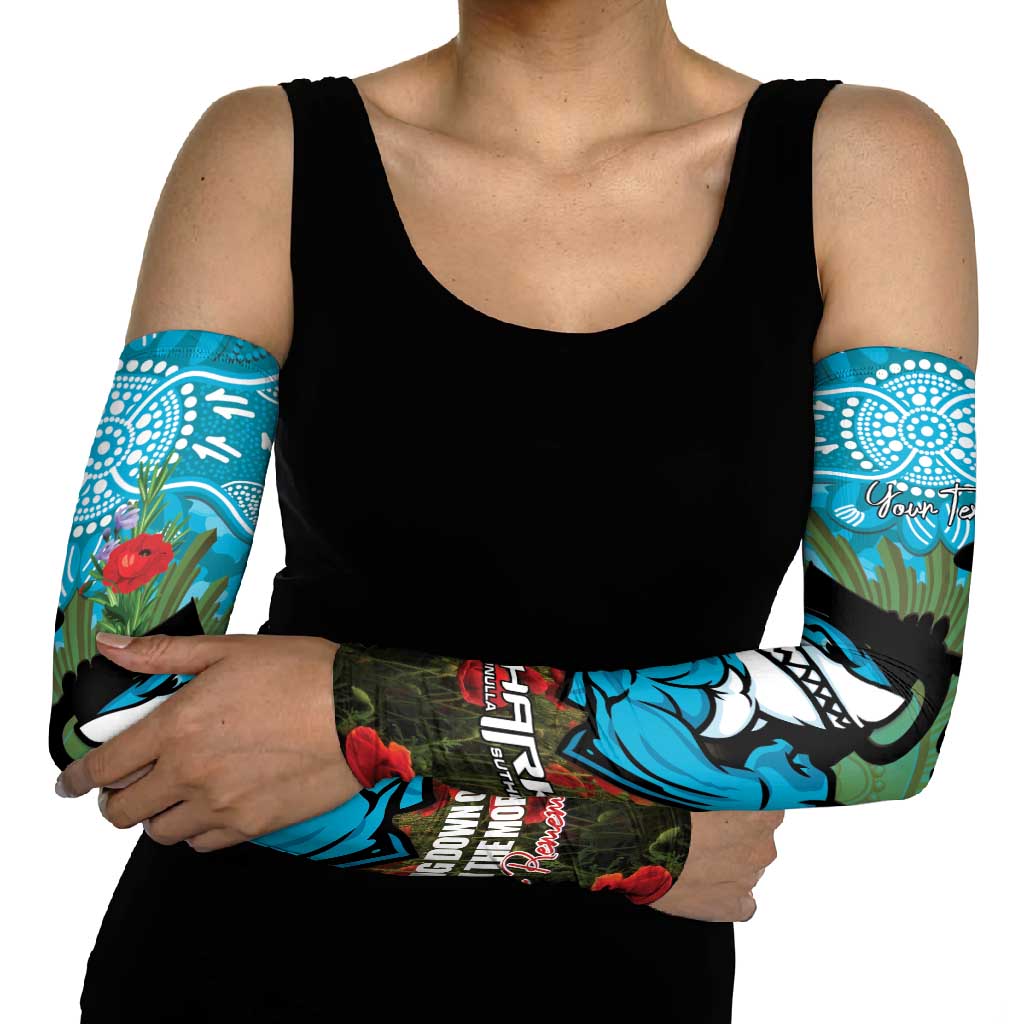 Personalised Sharks Rugby ANZAC Day Arm Sleeves Last Post Poppy We Will Remember Them