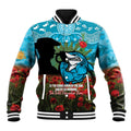 Personalised Sharks Rugby ANZAC Day Baseball Jacket Last Post Poppy We Will Remember Them