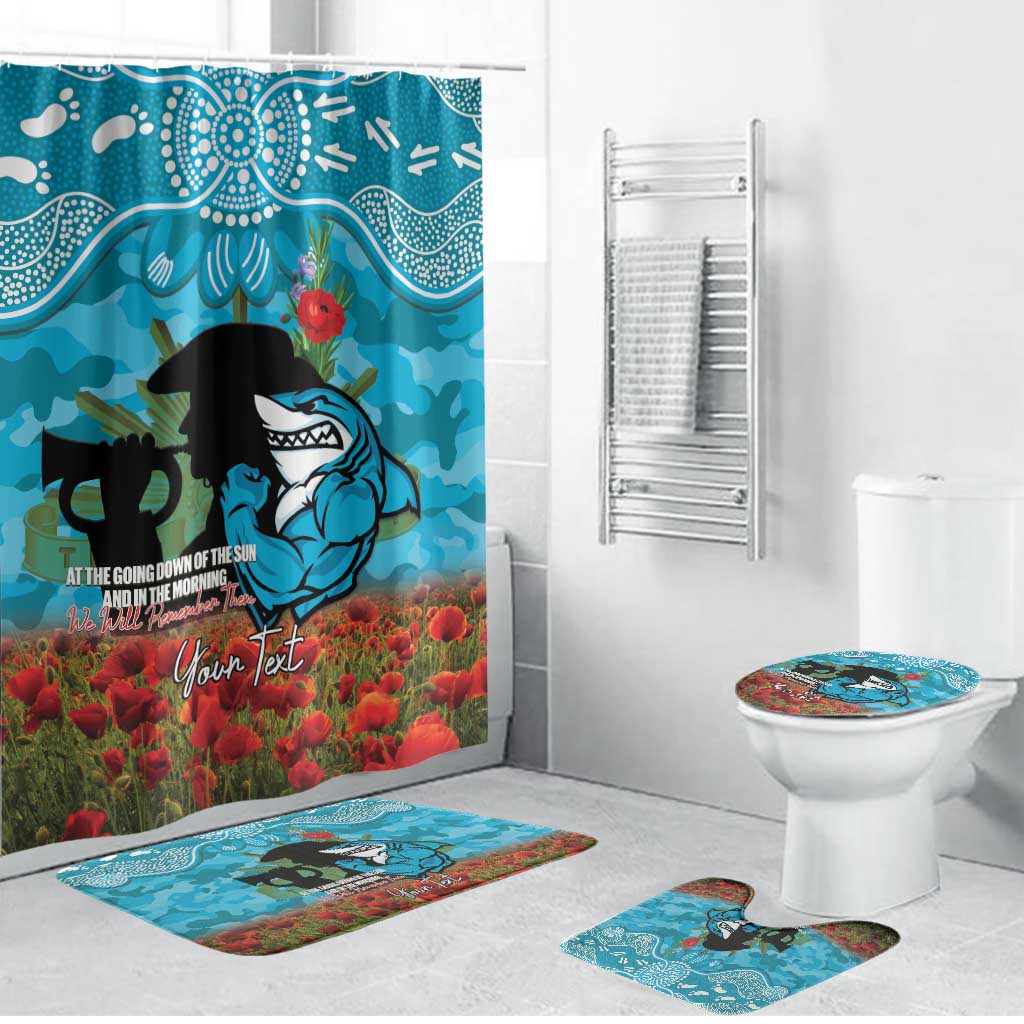 Personalised Sharks Rugby ANZAC Day Bathroom Set Last Post Poppy We Will Remember Them