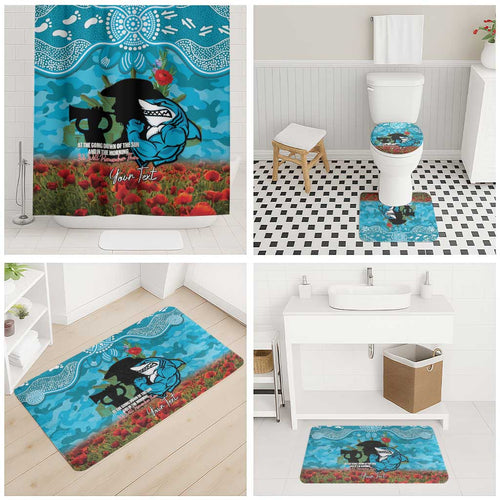 Personalised Sharks Rugby ANZAC Day Bathroom Set Last Post Poppy We Will Remember Them