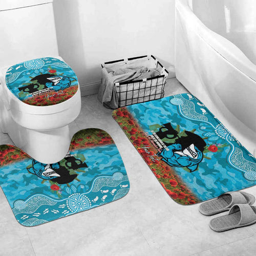 Personalised Sharks Rugby ANZAC Day Bathroom Set Last Post Poppy We Will Remember Them