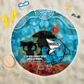Personalised Sharks Rugby ANZAC Day Beach Blanket Last Post Poppy We Will Remember Them
