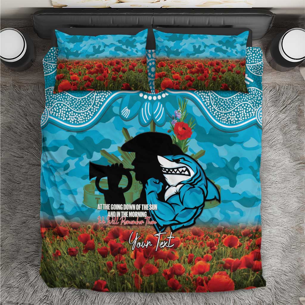 Personalised Sharks Rugby ANZAC Day Bedding Set Last Post Poppy We Will Remember Them