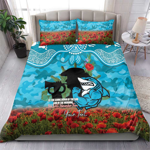Personalised Sharks Rugby ANZAC Day Bedding Set Last Post Poppy We Will Remember Them