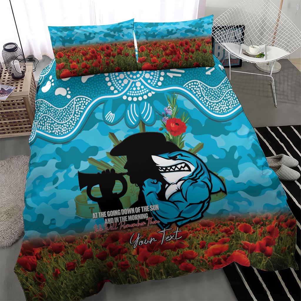 Personalised Sharks Rugby ANZAC Day Bedding Set Last Post Poppy We Will Remember Them
