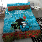 Personalised Sharks Rugby ANZAC Day Bedding Set Last Post Poppy We Will Remember Them