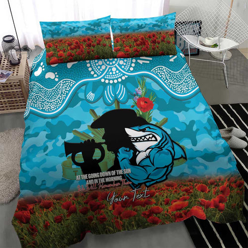 Personalised Sharks Rugby ANZAC Day Bedding Set Last Post Poppy We Will Remember Them