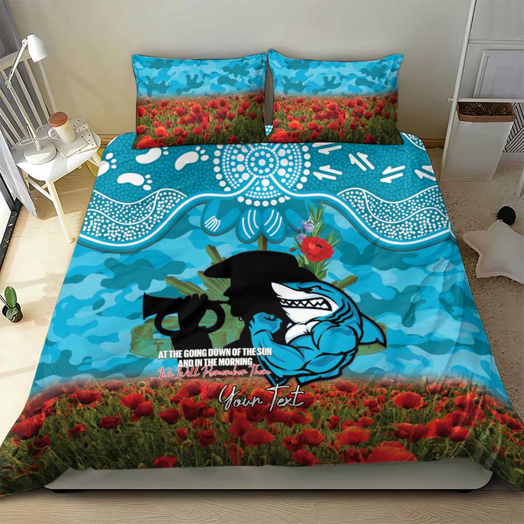 Personalised Sharks Rugby ANZAC Day Bedding Set Last Post Poppy We Will Remember Them