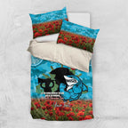 Personalised Sharks Rugby ANZAC Day Bedding Set Last Post Poppy We Will Remember Them