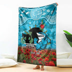 Personalised Sharks Rugby ANZAC Day Blanket Last Post Poppy We Will Remember Them