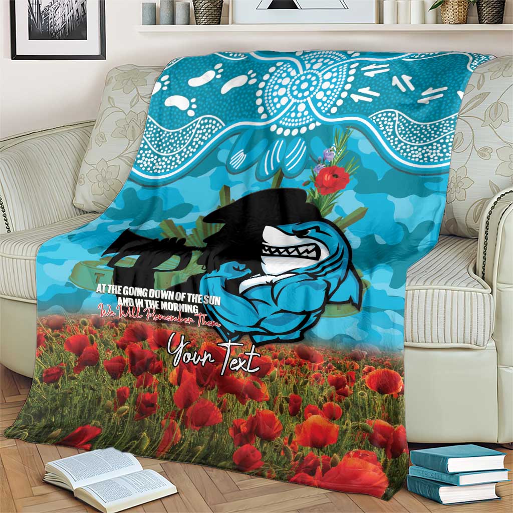 Personalised Sharks Rugby ANZAC Day Blanket Last Post Poppy We Will Remember Them