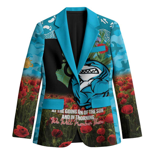 Personalised Sharks Rugby ANZAC Day Blazer Last Post Poppy We Will Remember Them