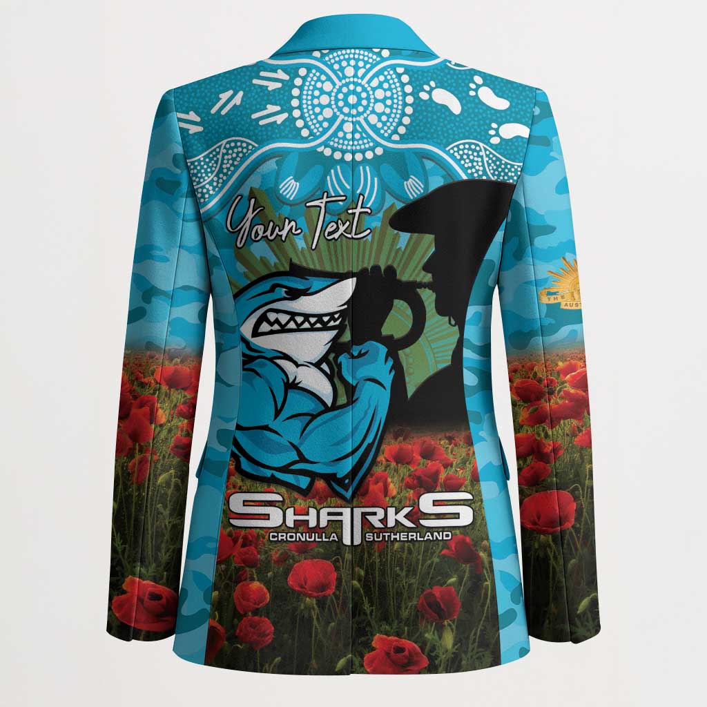 Personalised Sharks Rugby ANZAC Day Blazer Last Post Poppy We Will Remember Them