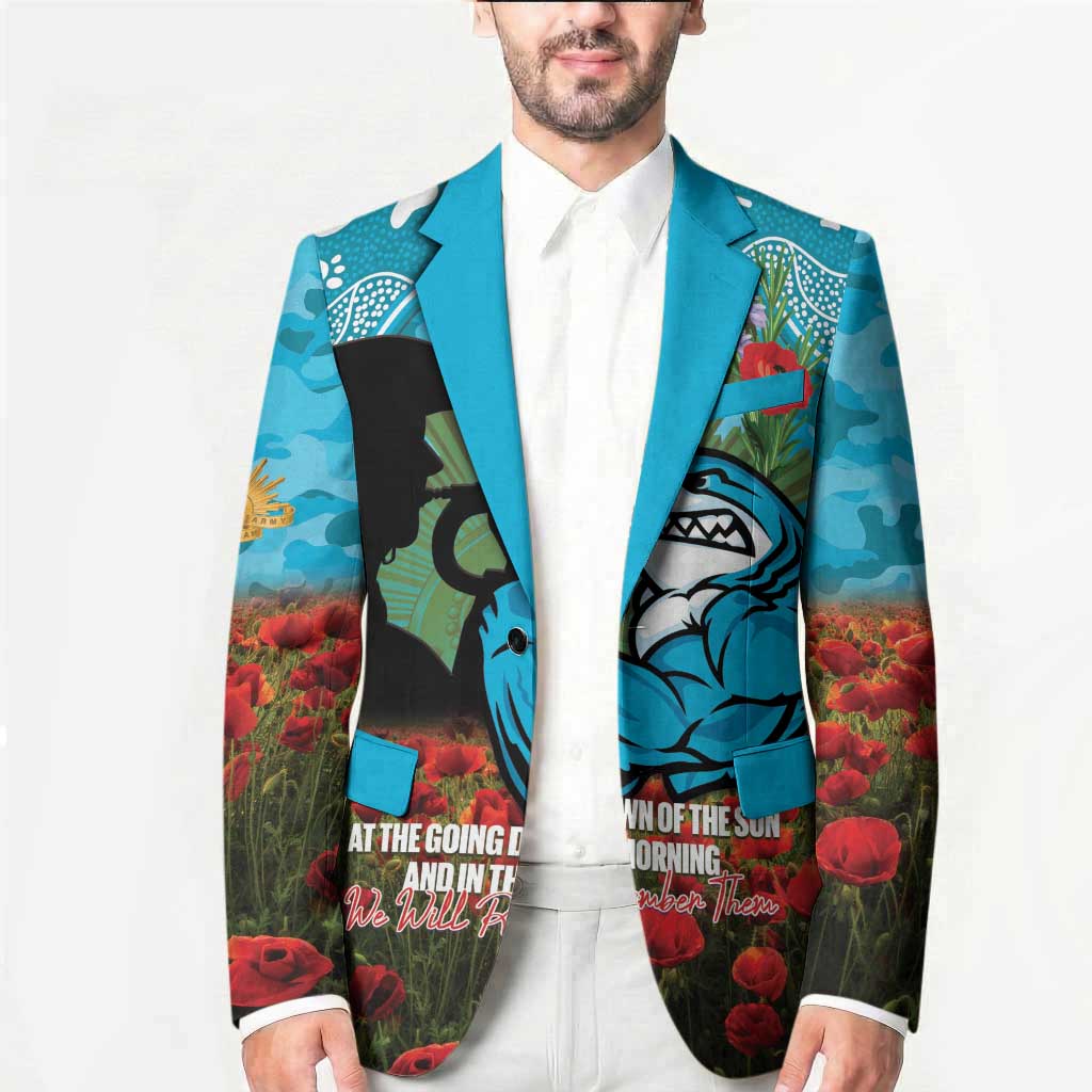 Personalised Sharks Rugby ANZAC Day Blazer Last Post Poppy We Will Remember Them