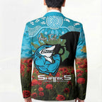 Personalised Sharks Rugby ANZAC Day Blazer Last Post Poppy We Will Remember Them