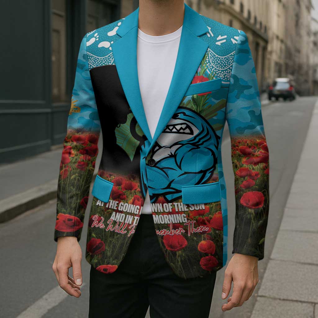 Personalised Sharks Rugby ANZAC Day Blazer Last Post Poppy We Will Remember Them