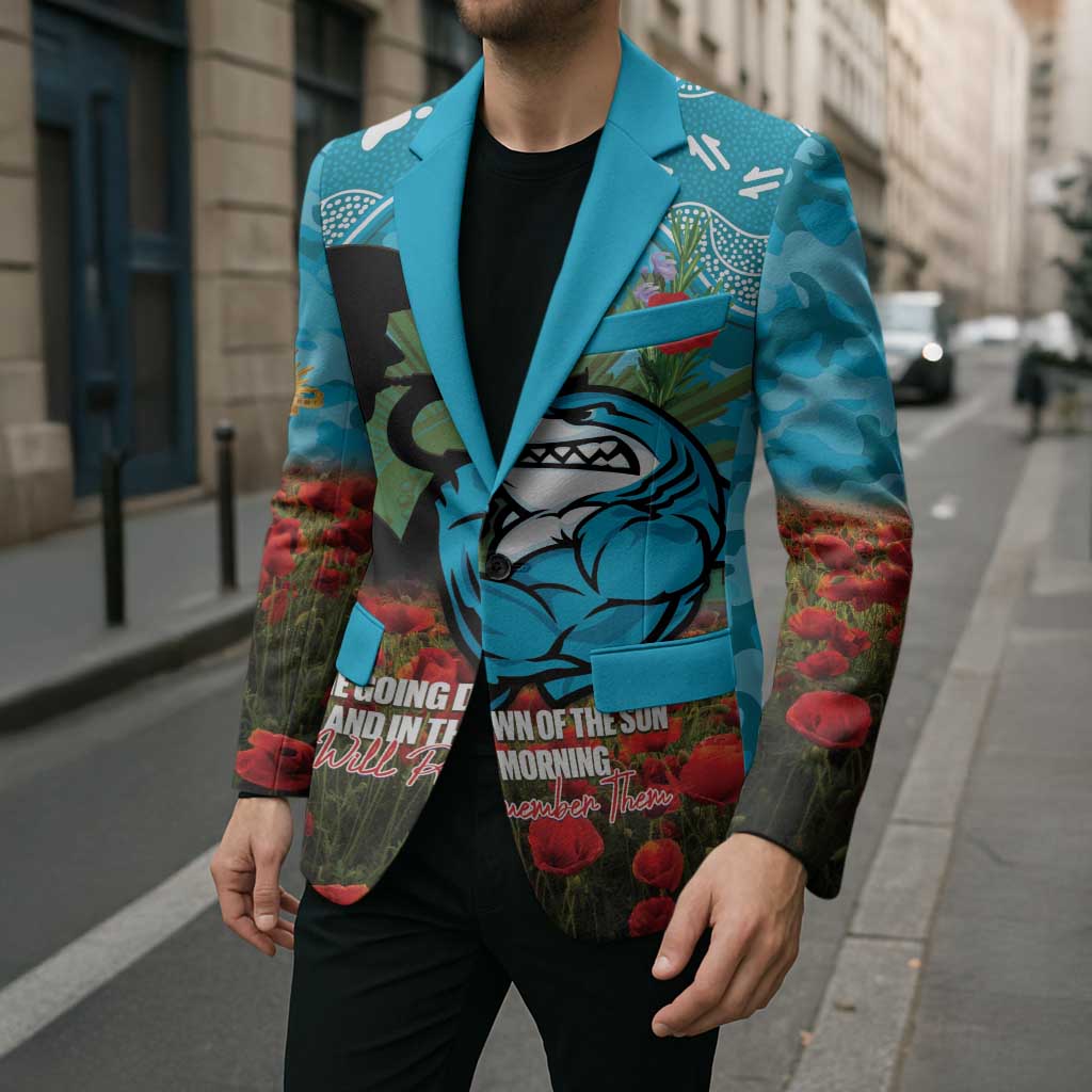 Personalised Sharks Rugby ANZAC Day Blazer Last Post Poppy We Will Remember Them