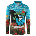 Personalised Sharks Rugby ANZAC Day Button Sweatshirt Last Post Poppy We Will Remember Them