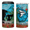 Personalised Sharks Rugby ANZAC Day 4 in 1 Can Cooler Tumbler Last Post Poppy We Will Remember Them