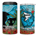Personalised Sharks Rugby ANZAC Day 4 in 1 Can Cooler Tumbler Last Post Poppy We Will Remember Them