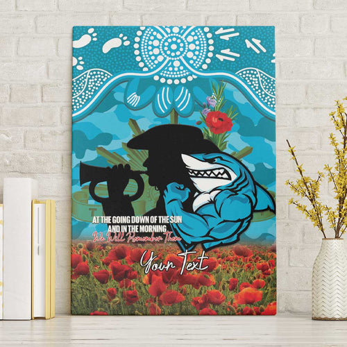 Personalised Sharks Rugby ANZAC Day Canvas Wall Art Last Post Poppy We Will Remember Them