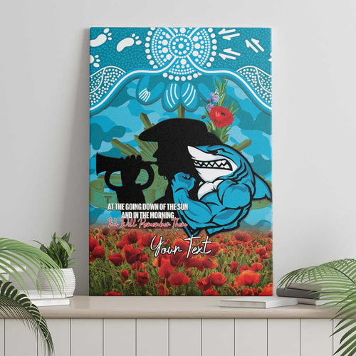 Personalised Sharks Rugby ANZAC Day Canvas Wall Art Last Post Poppy We Will Remember Them