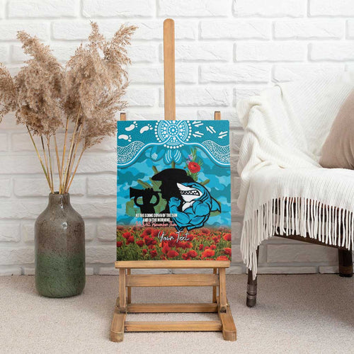 Personalised Sharks Rugby ANZAC Day Canvas Wall Art Last Post Poppy We Will Remember Them