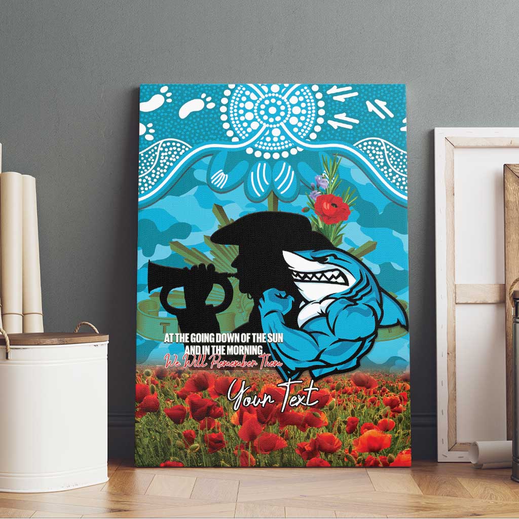 Personalised Sharks Rugby ANZAC Day Canvas Wall Art Last Post Poppy We Will Remember Them
