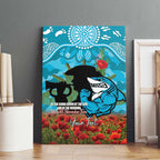 Personalised Sharks Rugby ANZAC Day Canvas Wall Art Last Post Poppy We Will Remember Them