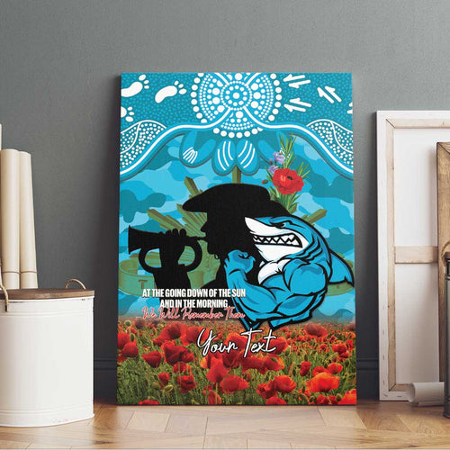 Personalised Sharks Rugby ANZAC Day Canvas Wall Art Last Post Poppy We Will Remember Them