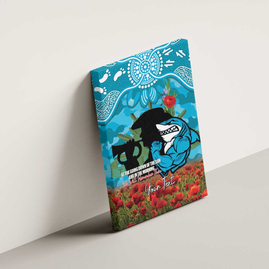 Personalised Sharks Rugby ANZAC Day Canvas Wall Art Last Post Poppy We Will Remember Them