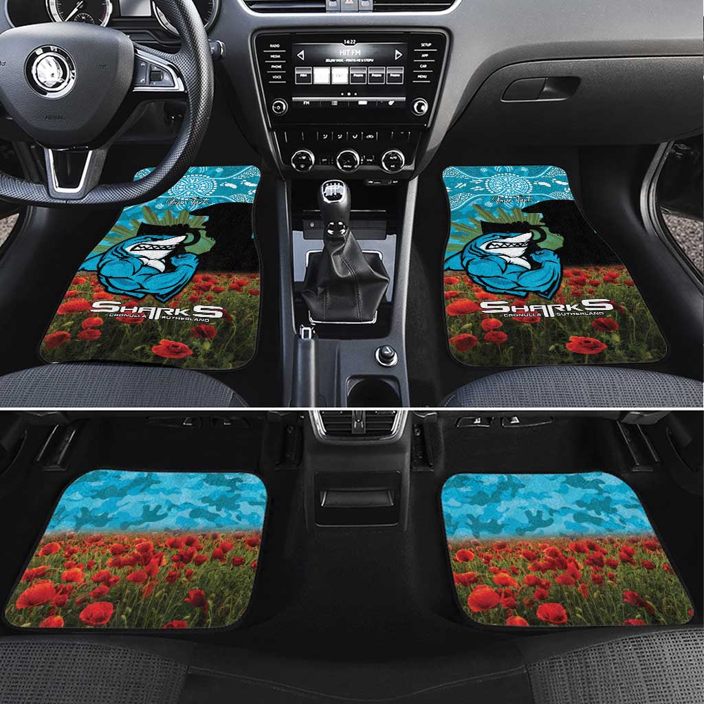 Personalised Sharks Rugby ANZAC Day Car Mats Last Post Poppy We Will Remember Them