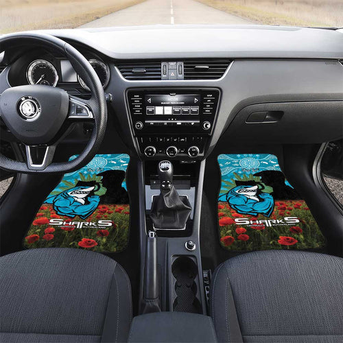 Personalised Sharks Rugby ANZAC Day Car Mats Last Post Poppy We Will Remember Them
